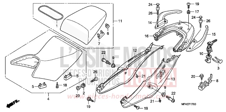 SITZ/WINDLAUF, HINTEN von CBF1000 ABS QUASAR SILVER METALLIC (NHA48) von 2010